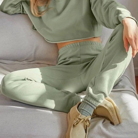Aritzia TNA Cozy Fleece Boyfriend Sweatpant Pull-On Joggers Sage Green 1X - Picture 7 of 11